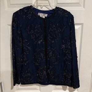 Adrianna Papell Midnight Blue Embellished Blazer
